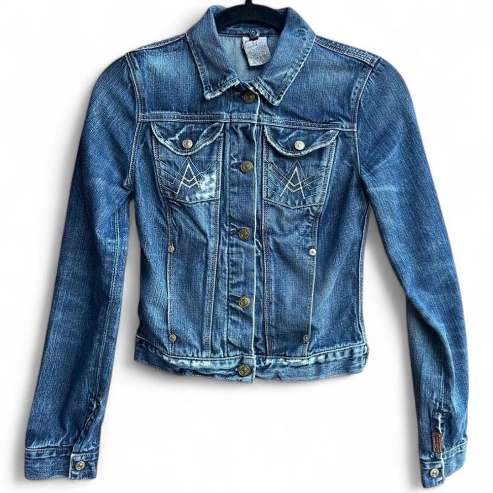 Y2K 7 Seven For All Mankind Jeans Denim A Pocket Jacket Vintage Dark Havana Wash